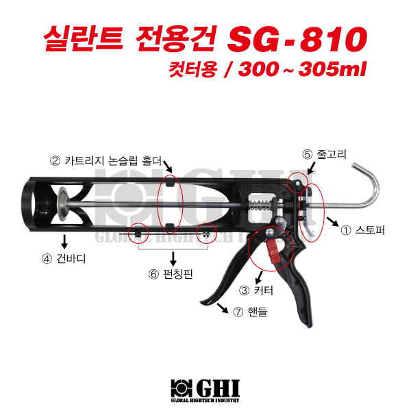 Silicone Gun SG-810 (Use Cutter/300~305 ml)